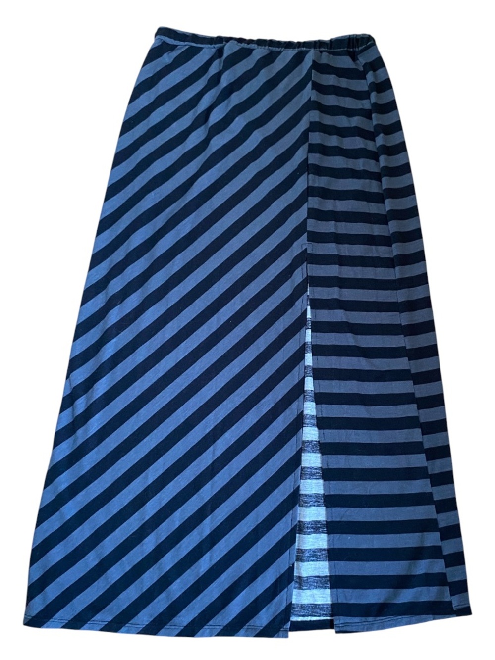 DEREK HEART Gray Striped Maxi Skirt Size L NWT